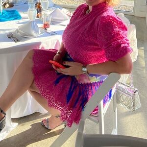 J. Crew Vibrant Pink Lace Dress